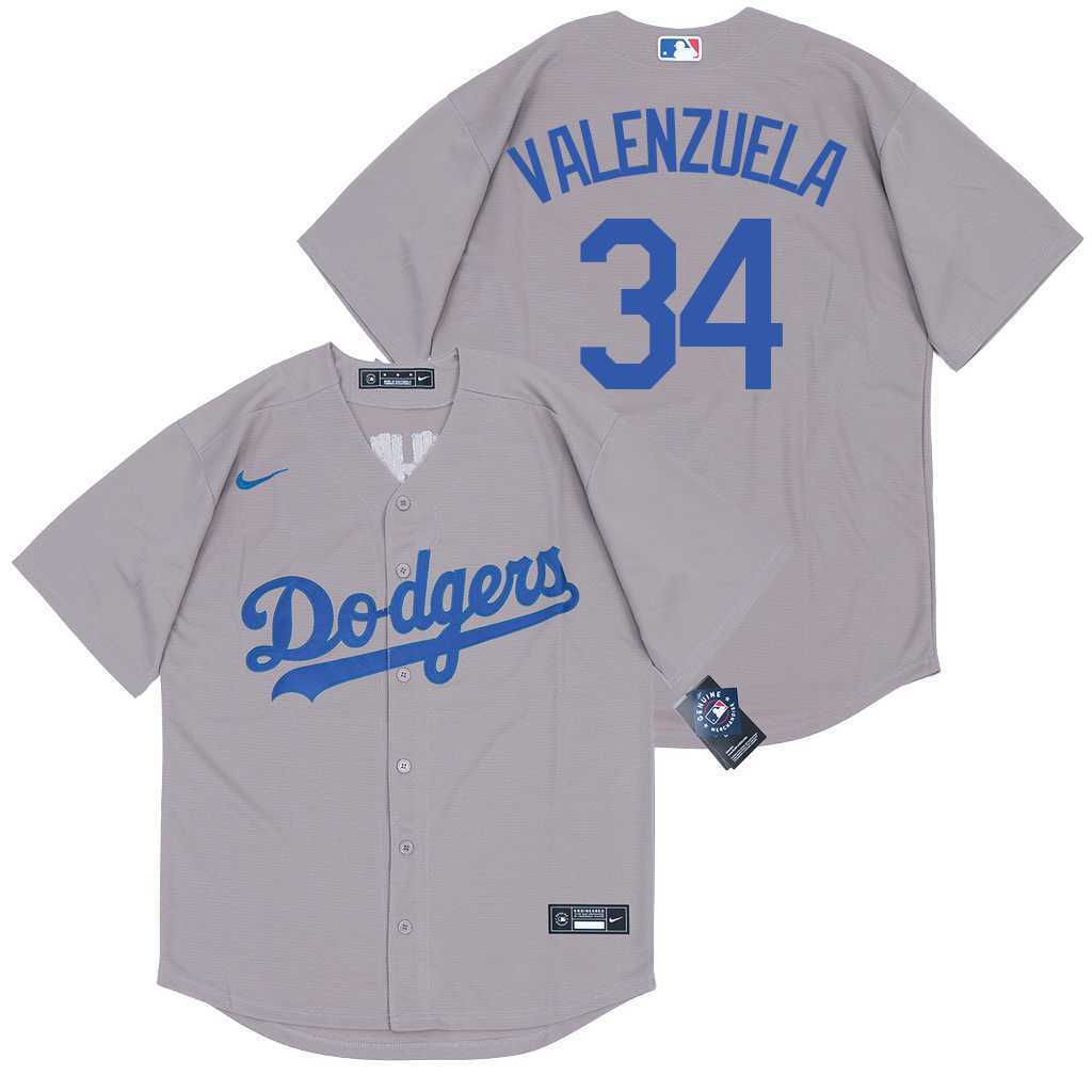 Dodgers 34 Fernando Valenzuela Gray 2020 Nike Cool Base Jersey,We sell and wholesale Dodgers 34 Fernando Valenzuela Gray 2020 Nike Cool Base Jersey on line form chian!